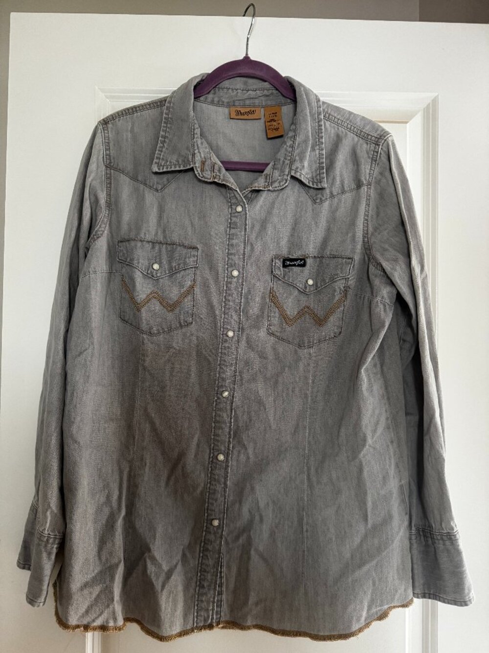 Women's Wrangler Long Sleeve Shirt - Gray - Size Large